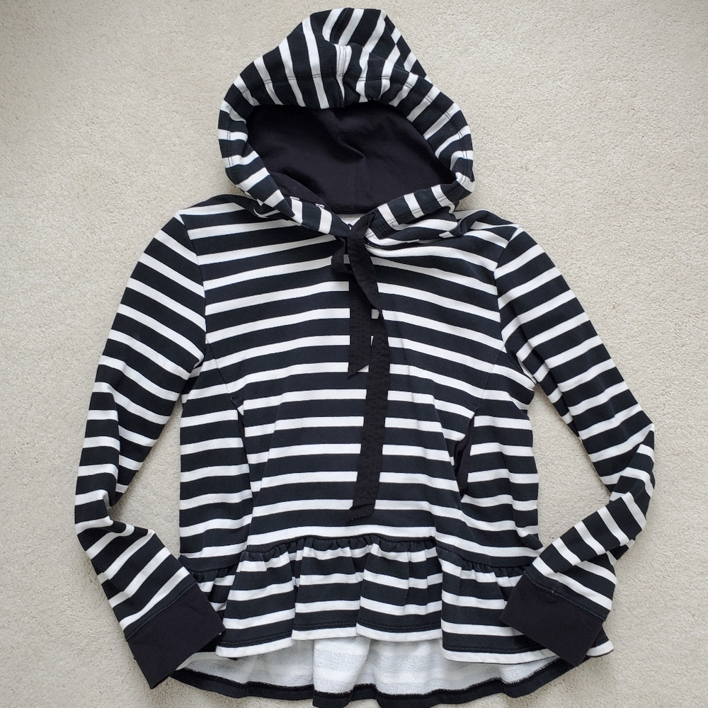 Kate Spade Broome Street Striped Peplum Pull-Over Hoodie szXS